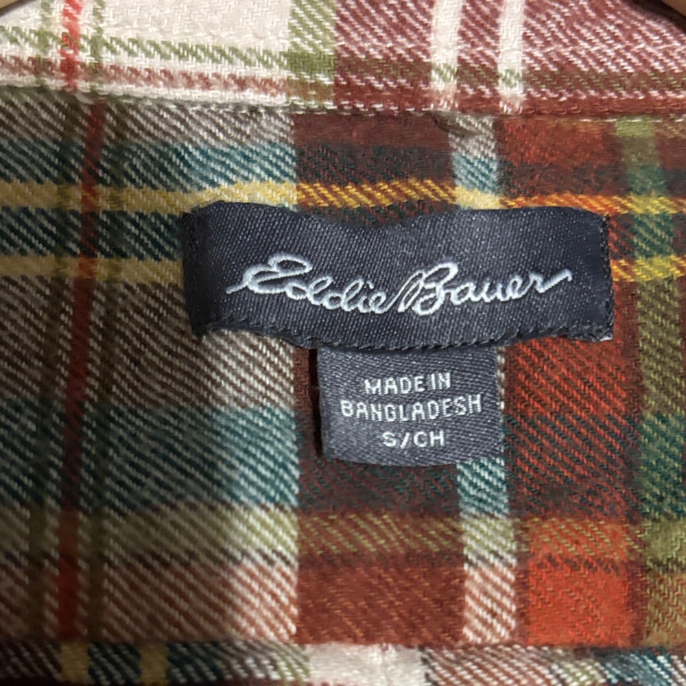 Eddie Bauer Red and Green Plaid Button-Down Shirt - Picture 2 of 3